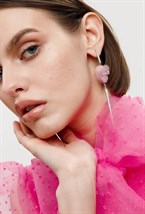 Серьги с розовой куколкой мини жемчужиной и иглами - фото 108780