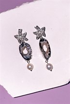 Серьги орхидеи с серыми агатами и жемчужинами - фото 108811