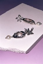 Серьги орхидеи с серыми агатами и жемчужинами - фото 108812