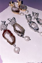 Серьги орхидеи с агатами и жемчужинами - фото 108817