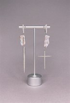 Серьги розовым жемчугом, иглой и изящным крестом - фото 108819