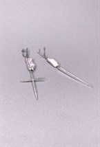 Серьги розовым жемчугом, иглой и изящным крестом - фото 108820