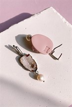 Серьги Нюдовая куколка с агатом и жемчужиной - фото 108825