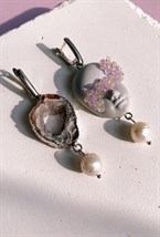Серьги куколка с агатом и жемчужиной - фото 108828