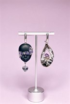 Серьги черная куколка с агатом и аметистом - фото 108831