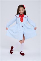 Платье в клетку с красным атласным кантом и красным бантом + заколка - фото 109066