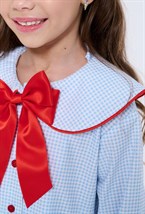 Платье в клетку с красным атласным кантом и красным бантом + заколка - фото 109069