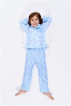 Хлопковая пижама унисекс синяя с тигровым принтом - фото 109085