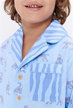 Хлопковая пижама унисекс синяя с тигровым принтом - фото 109086