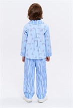 Хлопковая пижама унисекс синяя с тигровым принтом - фото 109087