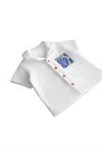 Пижама летняя из премиальной махры с английским воротником «Белая с контрастным карманом» - фото 109109