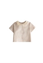 Пижама летняя с воротником «Бежевая клетка» - фото 109114