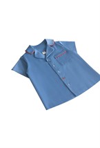 Пижама летняя с английским воротником «Синий+контрастный кант» - фото 109121