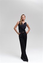 Черные брюки со складкой - фото 109716