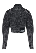 Джинсовая куртка со спиральным рукавами мраморная - фото 109875