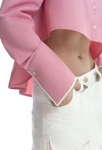 Укороченная рубашка с белым кантом - фото 109964