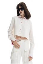 Укороченная рубашка с розовым кантом - фото 109972