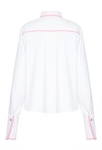 Укороченная рубашка с розовым кантом - фото 109975