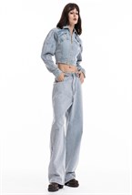 Джинсы широкие голубые - фото 109981