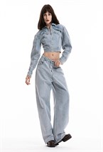 Джинсы широкие голубые - фото 109983