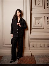 Вечерние широкие брюки из твида с люрексом - фото 110067