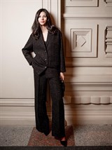 Вечерние широкие брюки из твида с люрексом - фото 110068