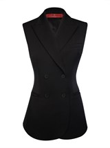 Двубортный жилет с объемными плечами - фото 110197