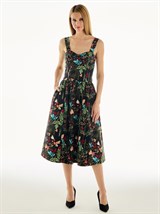 Платье-бюстье с чашками миди из хлопка с цветочным принтом - фото 110260