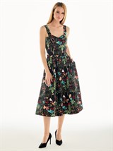 Платье-бюстье с чашками миди из хлопка с цветочным принтом - фото 110261