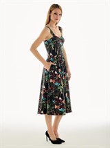 Платье-бюстье с чашками миди из хлопка с цветочным принтом - фото 110263