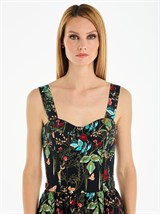 Платье-бюстье с чашками миди из хлопка с цветочным принтом - фото 110266