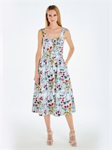 Платье-бюстье с чашками миди из хлопка с цветочным принтом - фото 110269