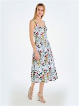 Платье-бюстье с чашками миди из хлопка с цветочным принтом - фото 110270