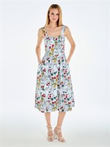 Платье-бюстье с чашками миди из хлопка с цветочным принтом - фото 110271