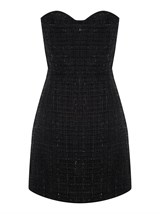 Вечернее платье-бандо мини из твида с люрексом - фото 110300