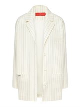 Летний прямой однобортный жакет из хлопка в полоску - фото 110340