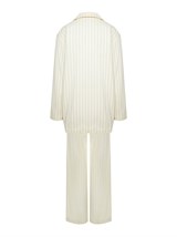 Летний прямой однобортный жакет из хлопка в полоску - фото 110343