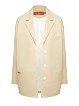 Летний прямой однобортный жакет из хлопка в полоску - фото 110349