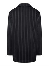 Летний прямой однобортный жакет из хлопка в полоску - фото 110355