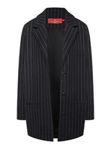 Летний прямой однобортный жакет из хлопка в полоску - фото 110356