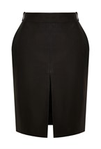 Кожаная юбка миди - фото 113523