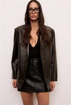 Кожаная мини-юбка - фото 113537