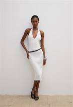 Вязаное платье миди с V-образным вырезом - фото 113574