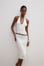 Вязаное платье миди с V-образным вырезом - фото 113575