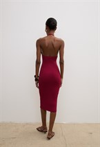 Вязаное платье миди с V-образным вырезом - фото 113635