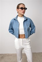 Укороченная джинсовая рубашка - фото 113853