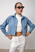 Укороченная джинсовая рубашка - фото 113855