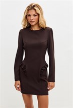 Платье-мини из фактурной ткани в цвете «горький шоколад» - фото 115317