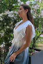 Платье в пол с из градиентного шелка с шитьем - фото 115374