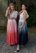 Платье в пол с из градиентного шелка с шитьем - фото 115375